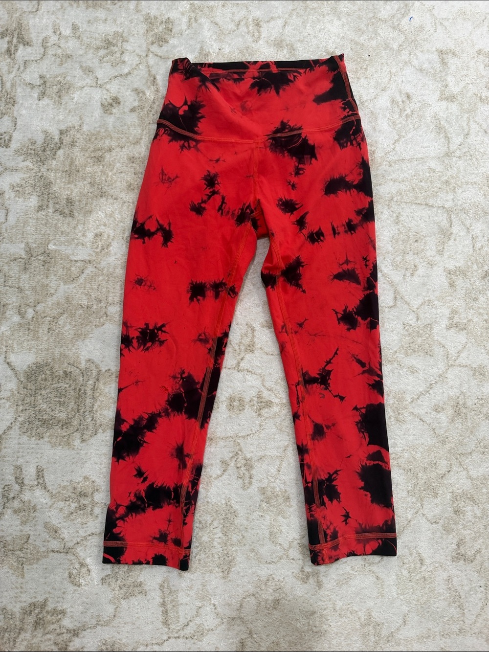 lululemon athletica Red and Black Tie-Dye Leggings